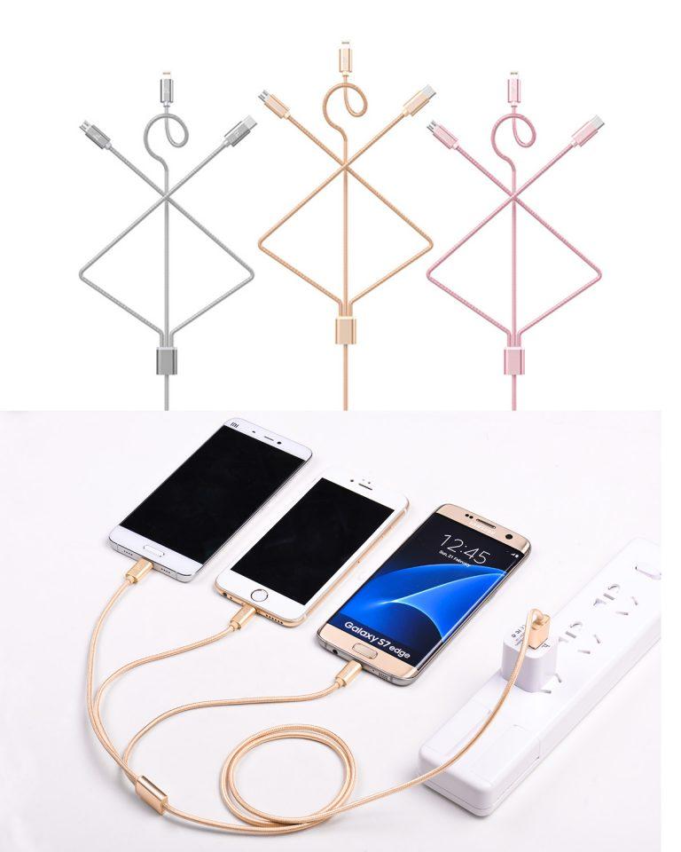 کابل تبدیل USB به 8pins و MicroUSB و Type_c هوکو مدل X۲ Rapid
