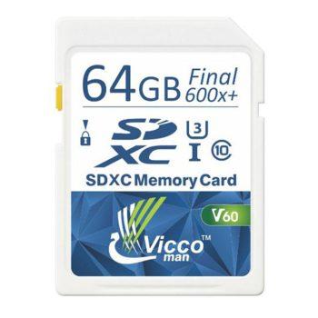 کارت حافظه SDHC ویکومن مدل Extra 600X کلاس 10استاندارد UHS-I سرعت 90MB/S U3 4Kظرفیت 64 گیگابایت