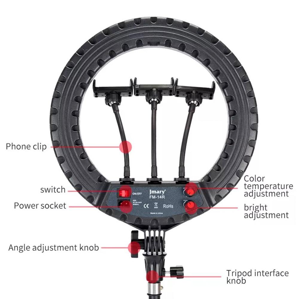 رینگ لایت حرفه ای جیماری دوربین مدل Fm-14R
