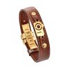 دستبند چرمی عسلی کد 03