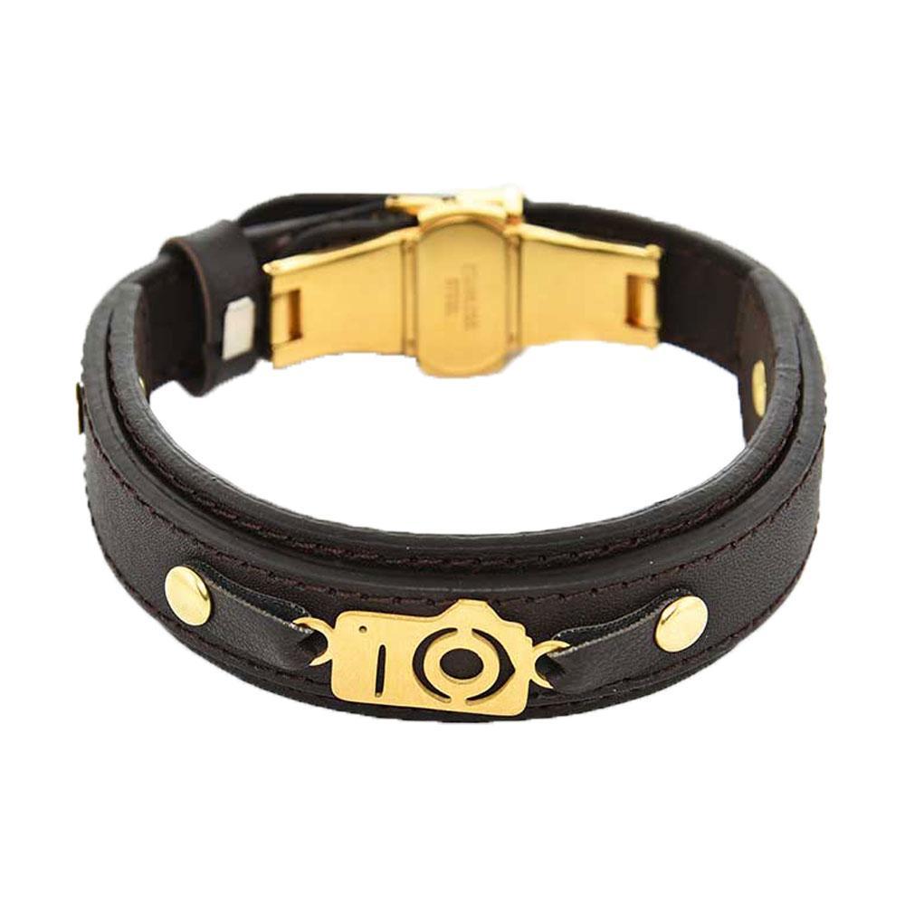 دستبند چرمی قهوه ای کد 04