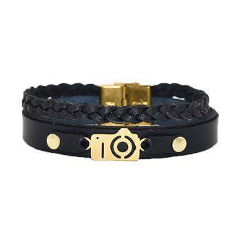 دستبند چرمی مشکی کد 05