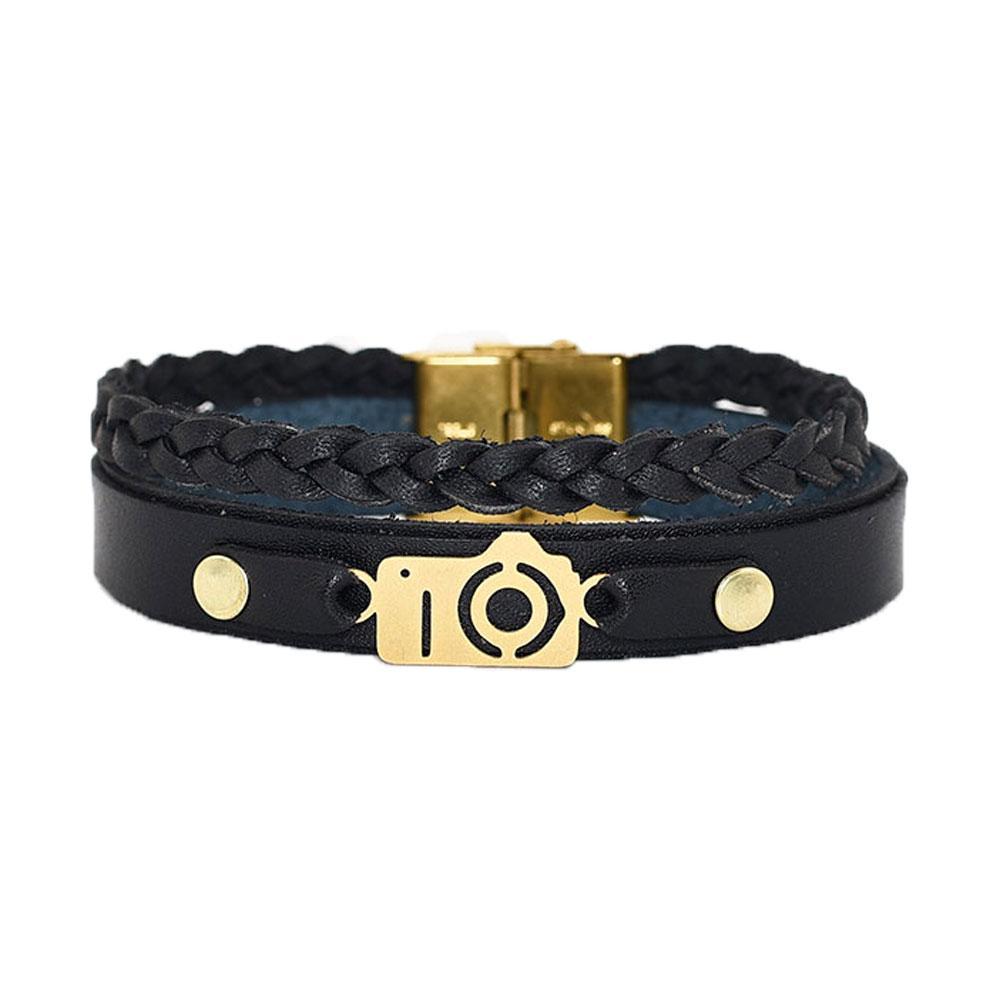 دستبند چرمی مشکی کد 05