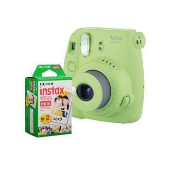 دوربین چاپ سریع فوجی فیلم سبز لیمویی Instax Mini 9 + کاغذ 10 تایی