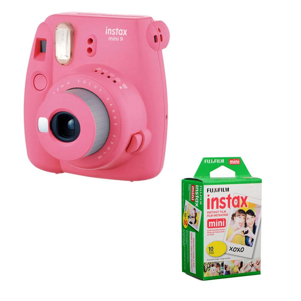 دوربین چاپ سریع فوجی فیلم صورتی Instax Mini 9 Flamingo Pink + کاغذ 10 تایی