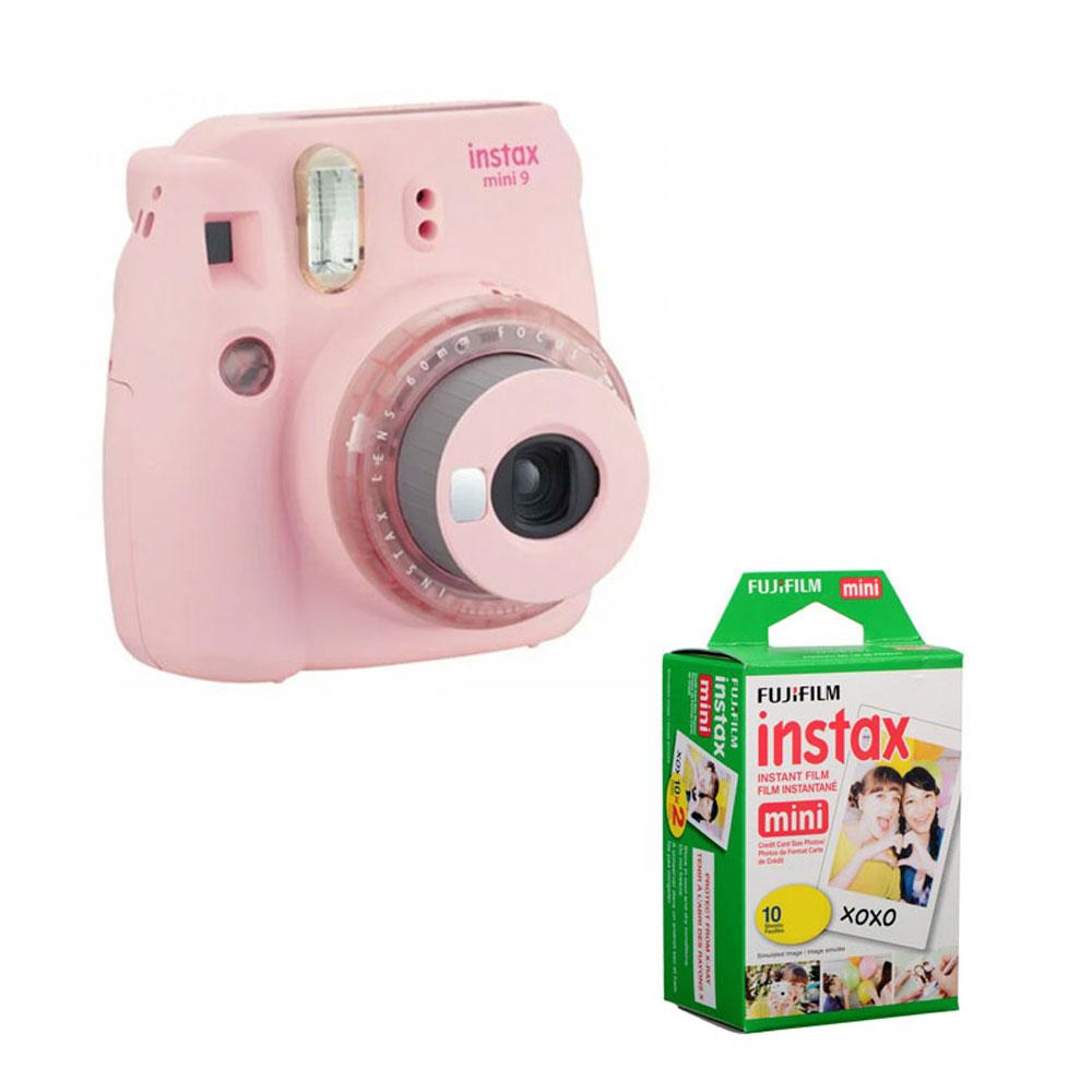دوربین چاپ سریع فوجی فیلم صورتی Instax Mini 9 + کاغذ 10 تایی