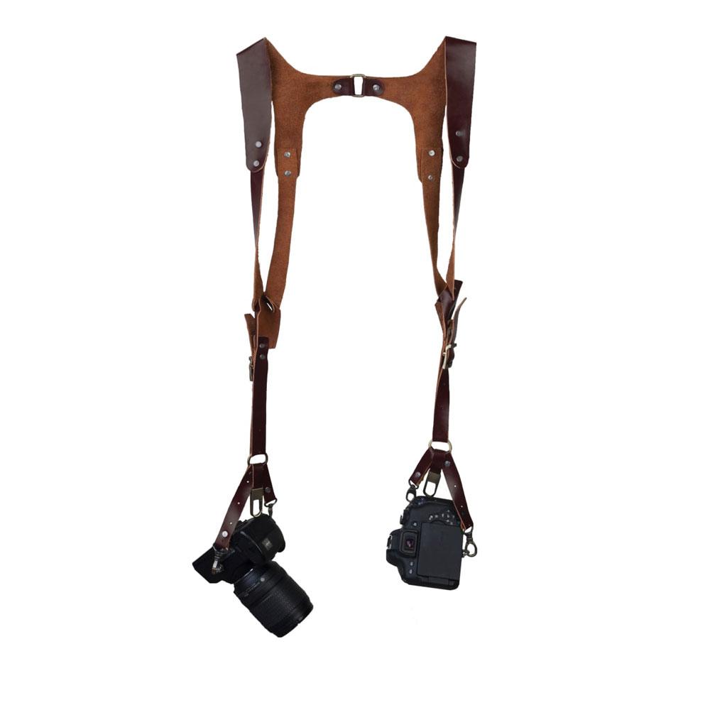 کمربند چرمی دوربین عکاسی DSLR زرشکی