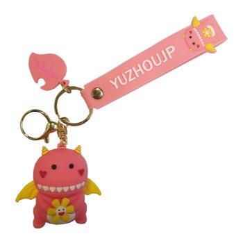 جاکلیدی سیلیکونی طرح دایناسور صورتی pink Dinosaur