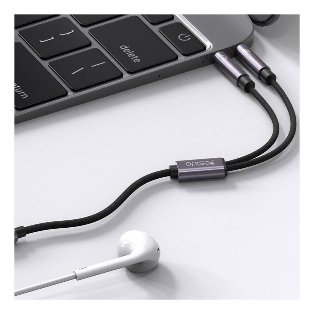 کابل تبدیل 2 به 1 جک 3.5 میلیمتری هدفون یسیدو Yesido YAU29