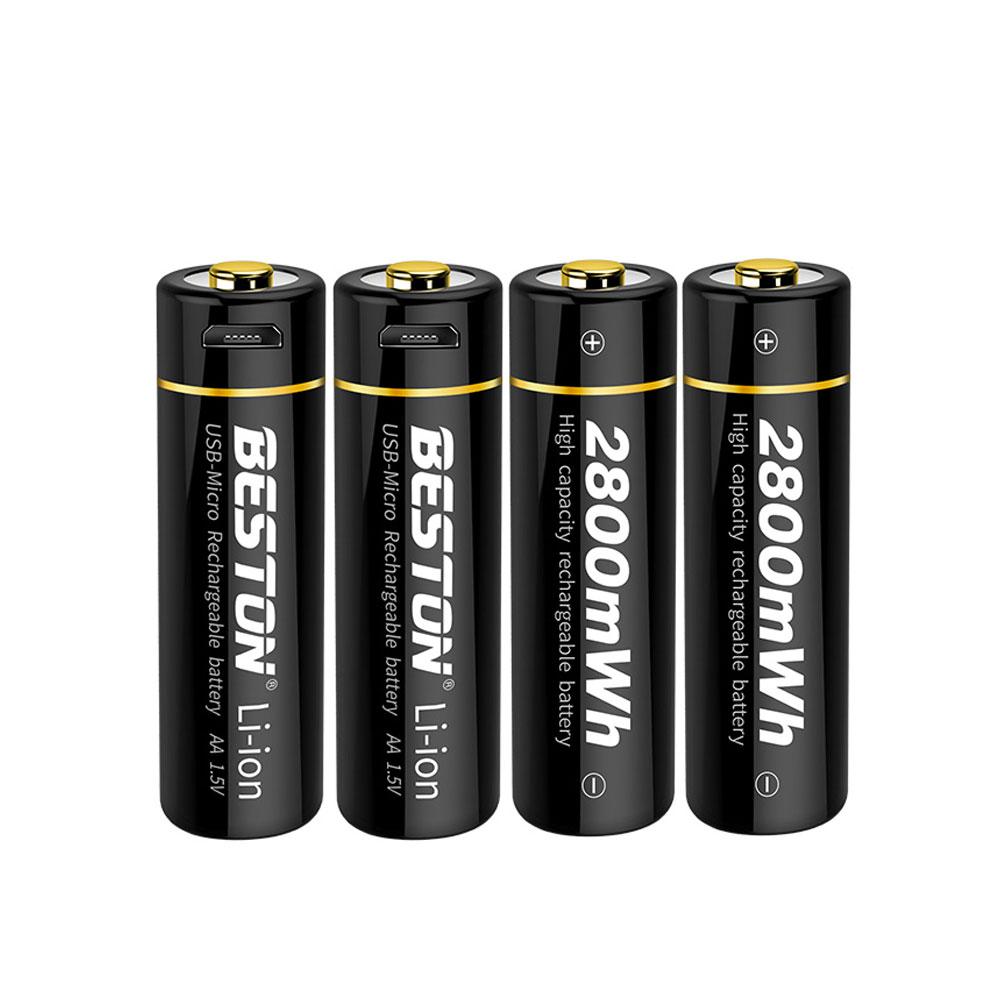 باتری قلمی لیتیوم یون بستون BESTON Micro USB 1.5V بسته 4 عددی