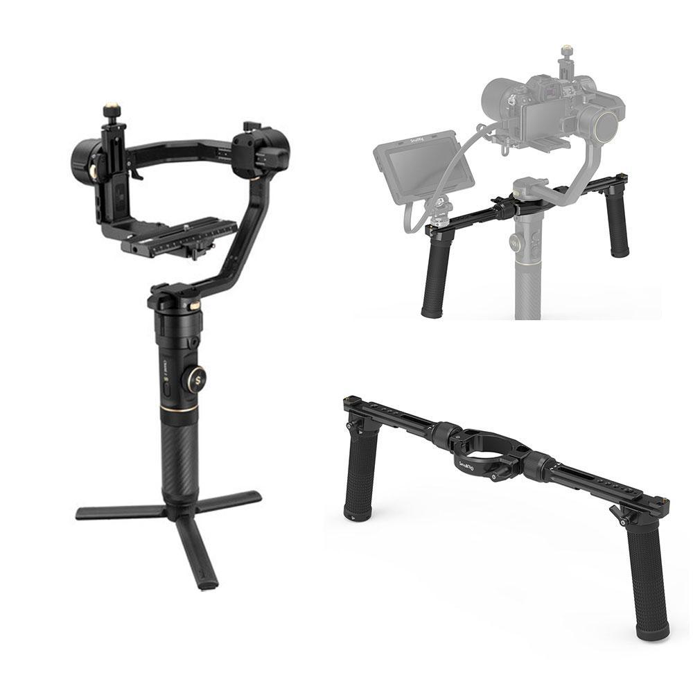 گیمبال دوربین ژیون کرین 2 اس به همراه نگه دارنده دو دسته اسمال ریگ