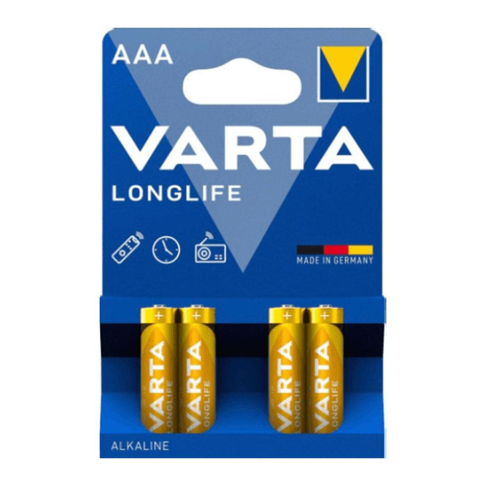 باتری نیم قلمی آلکالاین وارتا Varta Longlife (4عددی)