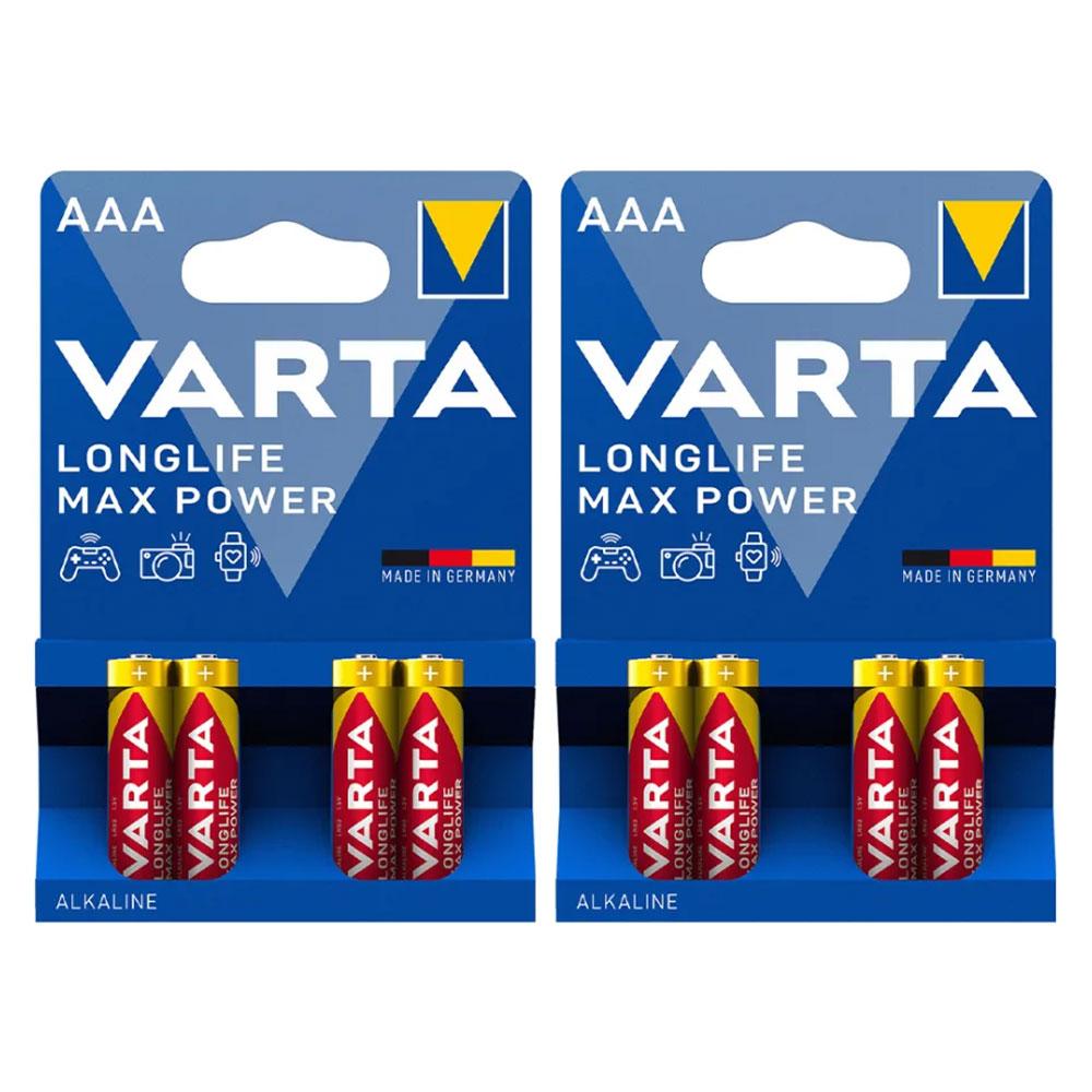 باتری نیم قلمی آلکالاین وارتا Varta Longlife Max Power (8عددی)