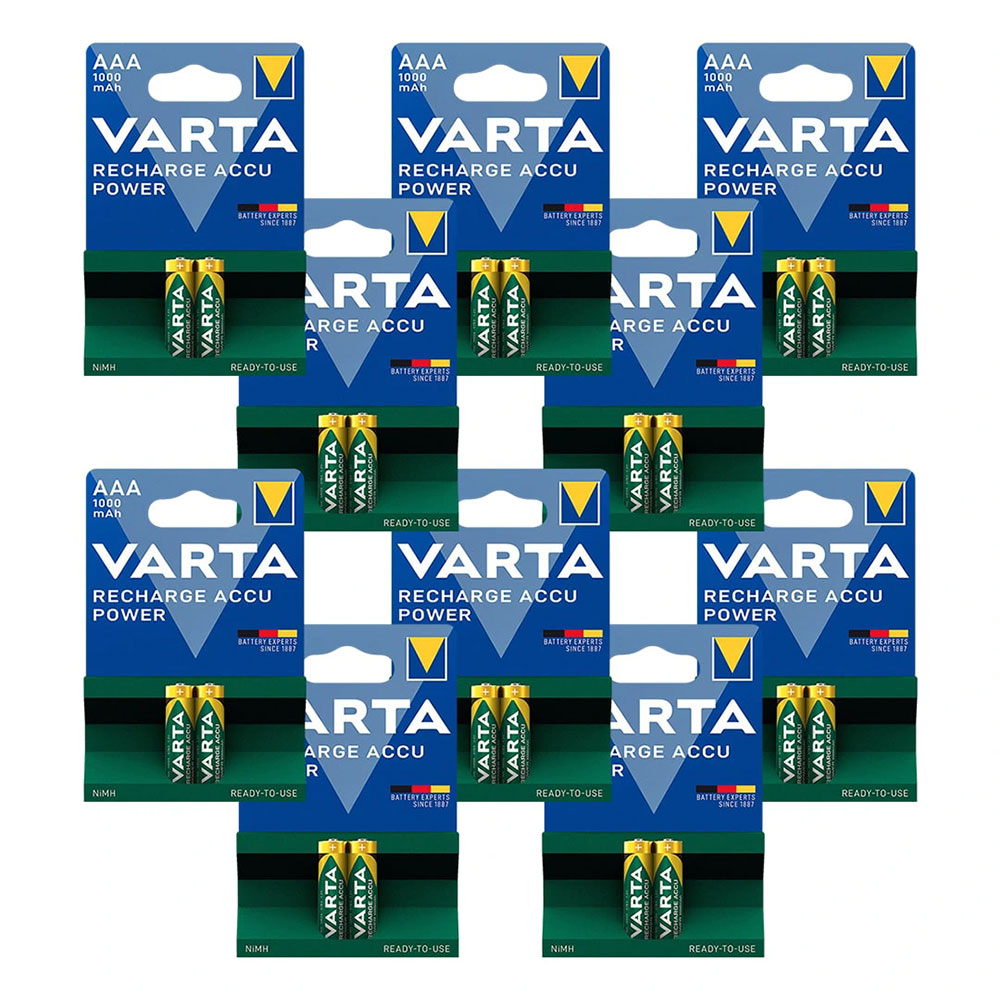 باتری نیم قلمی شارژی وارتا Varta 1000mAh (20عددی)