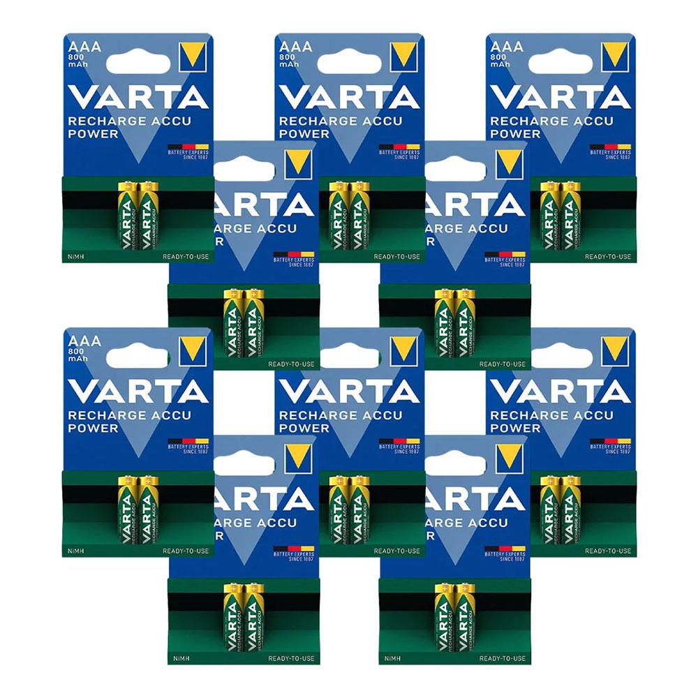 باتری نیم قلمی شارژی وارتا Varta 800mAh (20عددی)