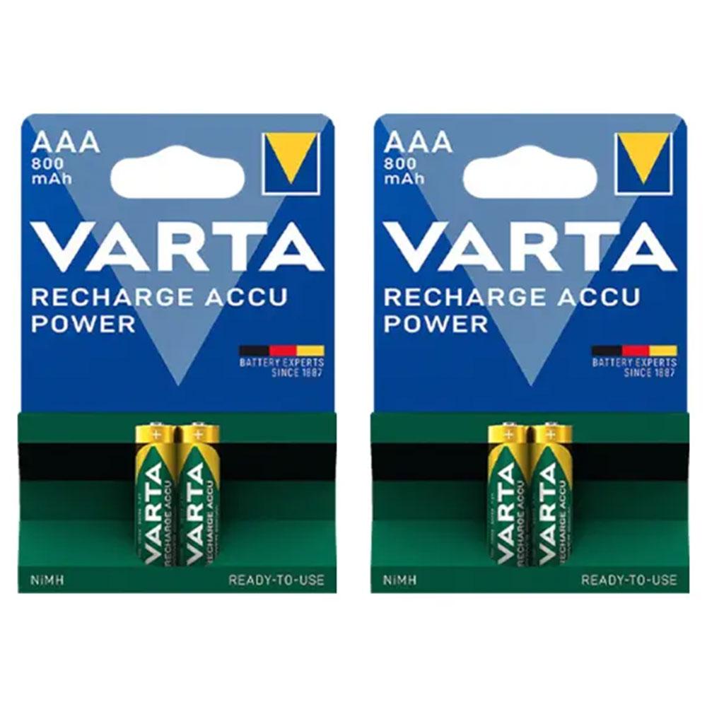 باتری نیم قلمی شارژی وارتا Varta 800mAh (4عددی)