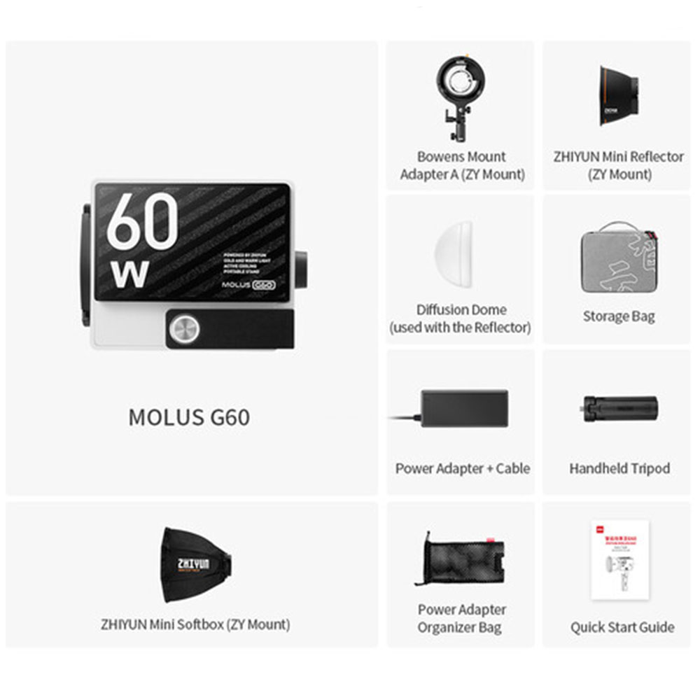 ویدیو لایت ژیون G60 کمبو Zhiyun MOLUS G60 Combo