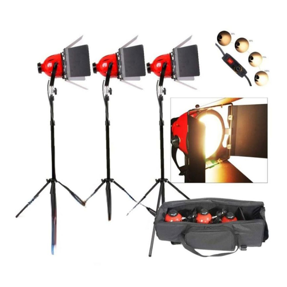 کیت سه شاخه پرژکتور 300 وات دیمردار Video Light 300w
