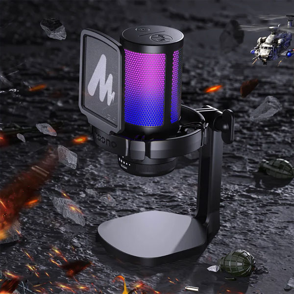 میکروفون استودیویی مائونو Maono DGM20 RGB و نمای جانبی